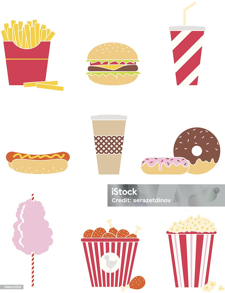 Conjunto de ícones de fast food - Royalty-free Alface arte vetorial