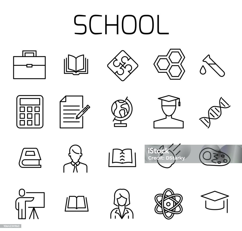 School related vector icon set. School related vector icon set. Well-crafted sign in thin line style with editable stroke. Vector symbols isolated on a white background. Simple pictograms. Abacus stock vector