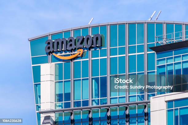 Amazon Headquarters Located In Silicon Valley Stock Photo - Download Image Now - Amazon.com, Headquarters, Logo