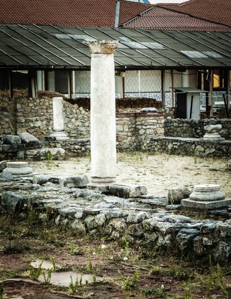istock Old columns and ruins in Plaoshnik area, Ochrid, Macedonia. 1064244372