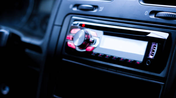 Car radio Car radio. Travel and safty concept. Sound volume knob photos stock pictures, royalty-free photos & images