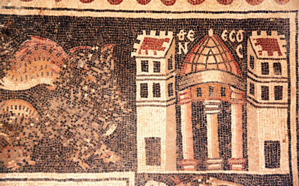 istock Ancient byzantine natural stone tile mosaics, Umm ar-Rasas, Jordan 1064251172