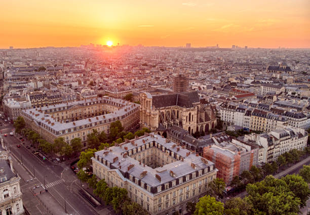 istock Sunrise over Paris cityscape 1064255098