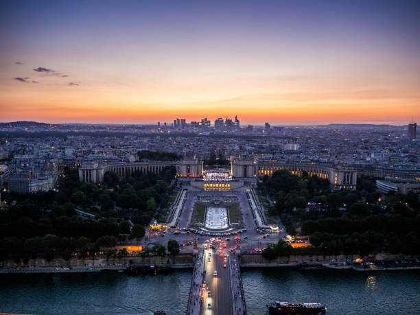 istock Trocadero at sunset in Paris from Eiffel Tower 1064257032
