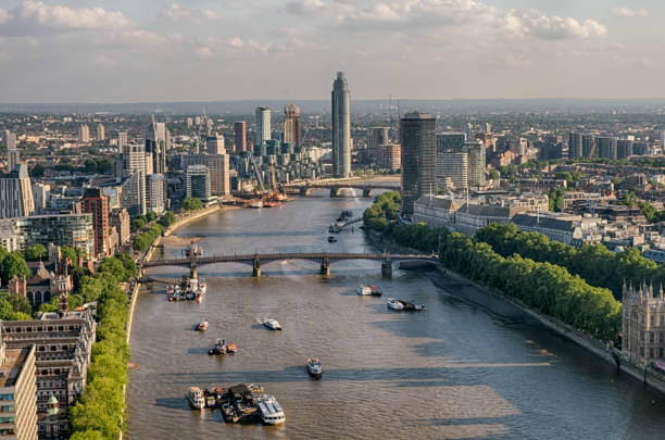 Thames River Cityscape in London UK