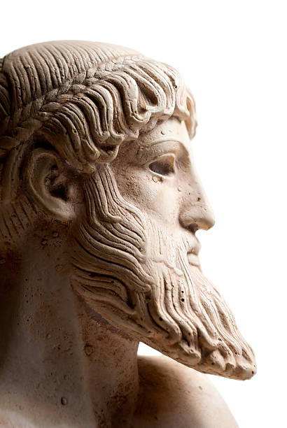 Greek god in profile horizontal stock photo
