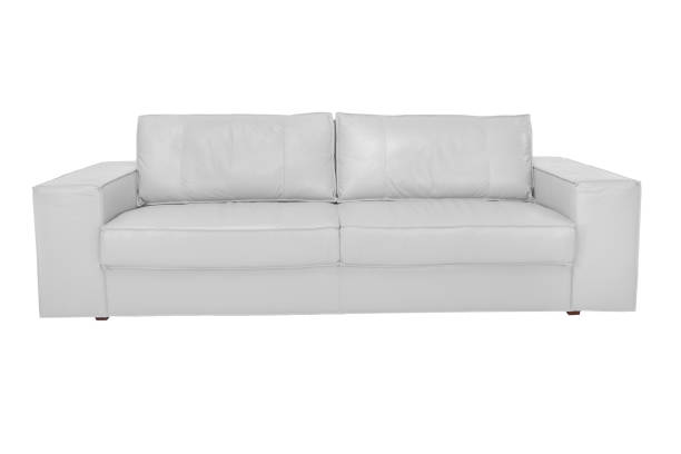 istock Three seats cozy color fabric sofa isolated on white background 1064259678