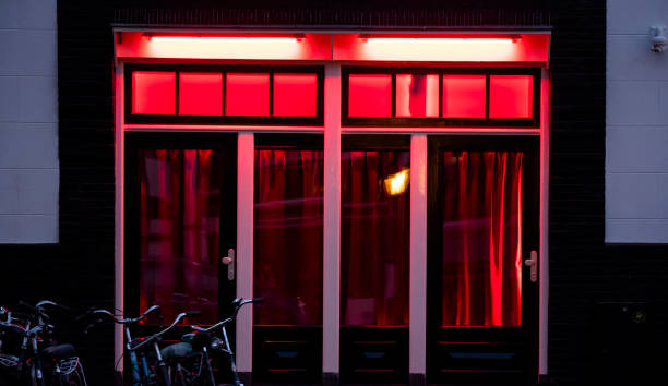 red light district doors in amsterdam - netherlands - sex district imagens e fotografias de stock