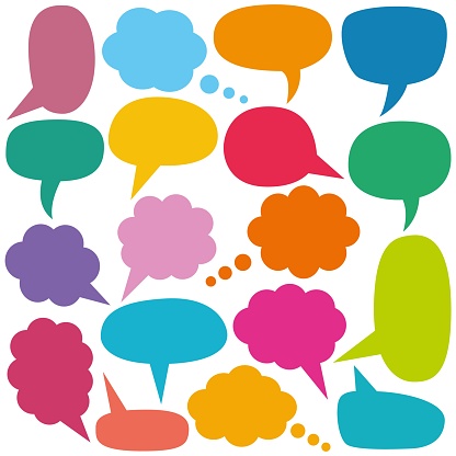 Colorful vector speech and thought bubbles set