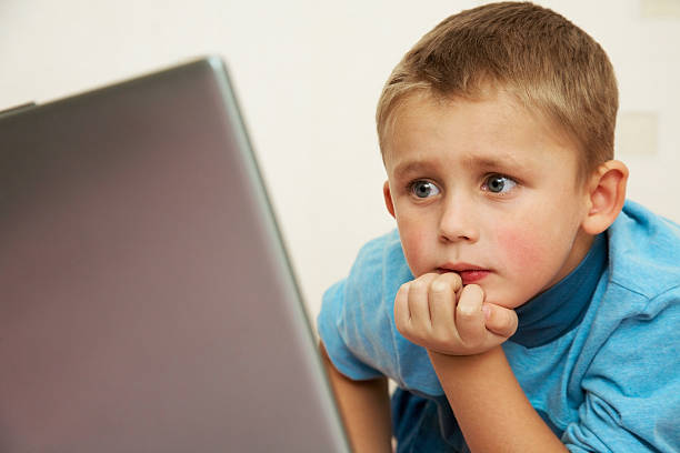 istock Schoolboy to laptop 106426343