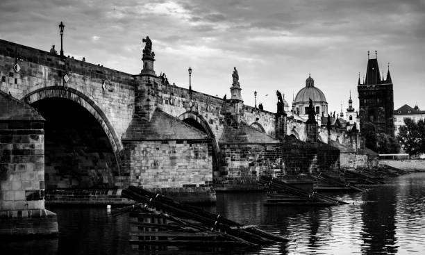 istock Charles Bridge black and white in Prague 1064264446