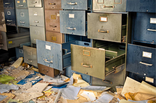 Messy Filing Cabinets stock photo
