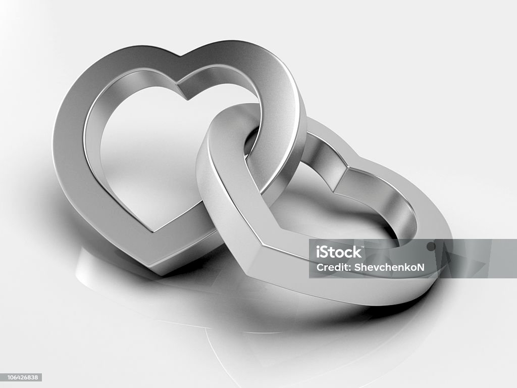 Silver hearts  Anniversary Stock Photo