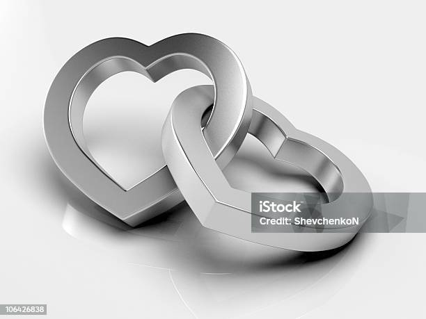 Silver Hearts Stock Photo - Download Image Now - Anniversary, Chrome, Color Image