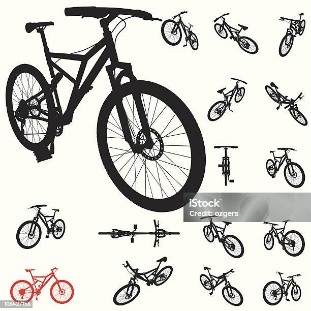 Vetores de Conjunto De Vetor De Silhueta De Bicicleta e mais imagens de Mountain Bike - Bicicleta - Mountain Bike - Bicicleta, Manivela - Acessório de Veículo, Bicicleta