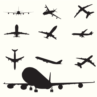 Airplane silhouette set