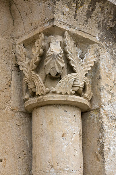 Romanesque capital stock photo