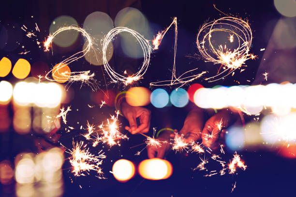 istock Abstract background. Fireworks circle blur. Colorful in celebration. Background festive New Year 2019 1064275654