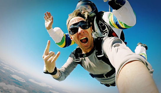 Efecto de foto de selfie tandem de paracaidismo photo