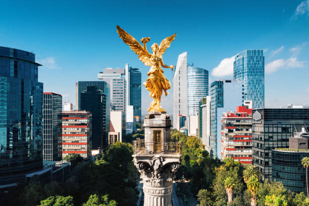 independence monument-mexiko-stadt - unabhängigkeit stock-fotos und bilder