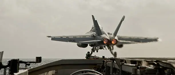 Photo of F/A-18F Super Hornet catapult launch