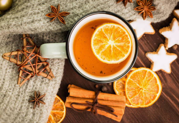 istock Winter and New Year theme. Christmas tea with spices 1064285036