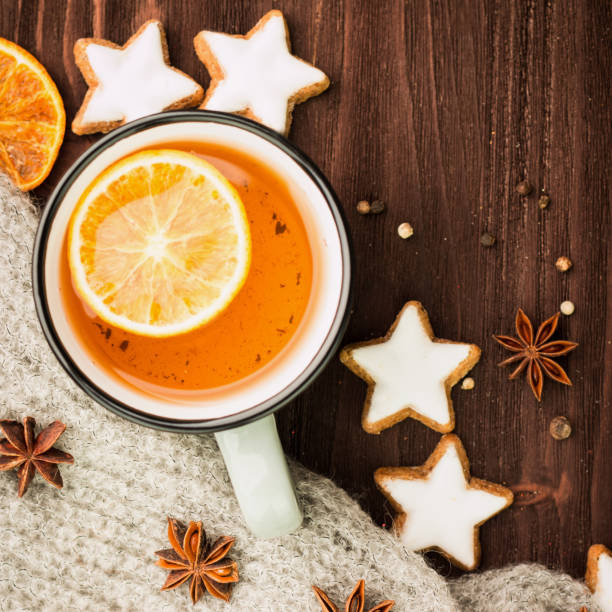 istock Winter and New Year theme. Christmas tea with spices 1064285618