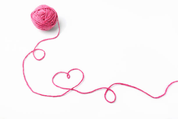 ピンク糸、心と昆布 - nobody wool multi colored love ストックフォトと画像