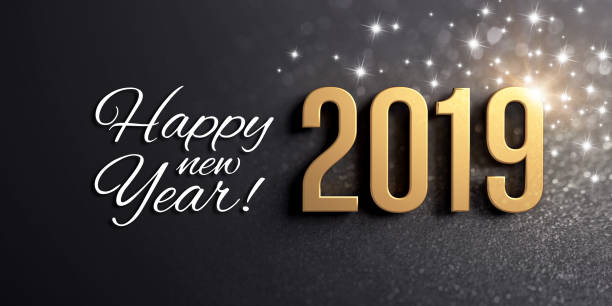 istock Black and gold 2019 Greeting card 1064300844
