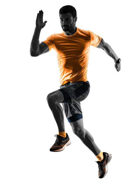 istock man runner running jogger jogging isolated silhouette white back 1064304184