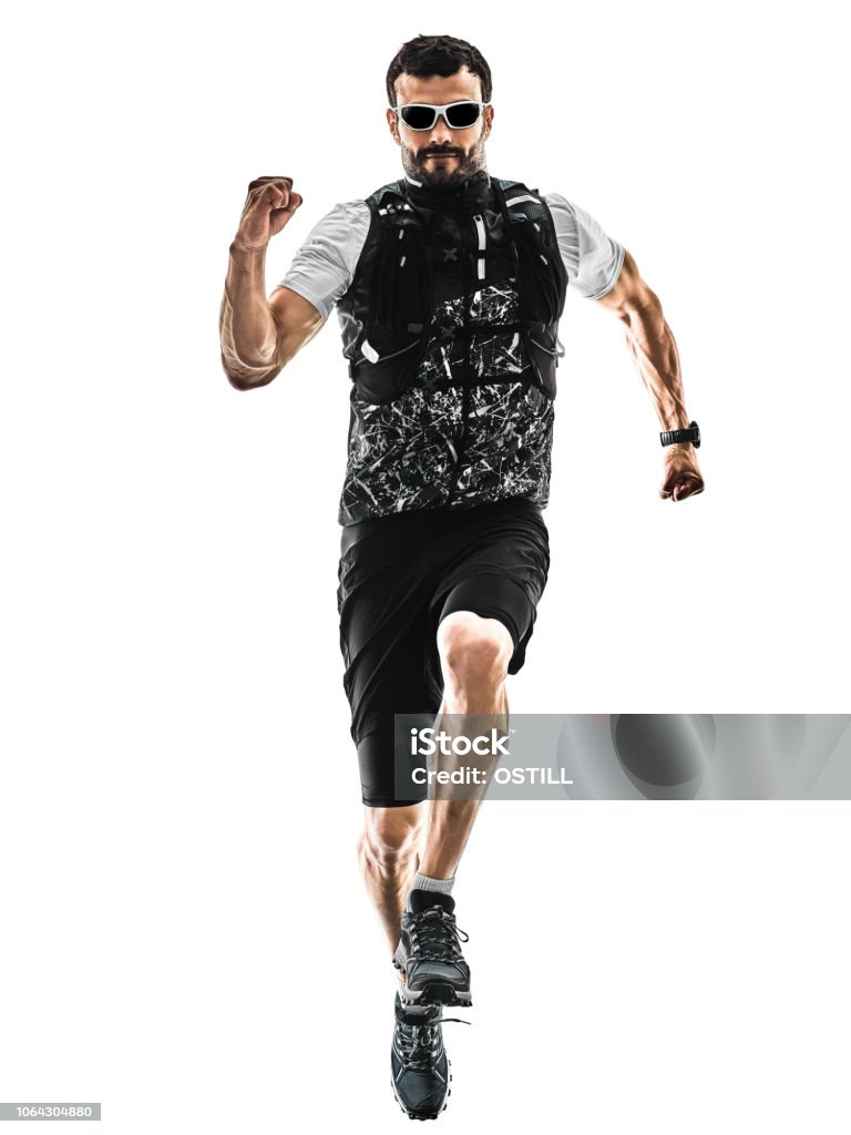 Runner Man Man Trail Runner Running Isolated Silhouette White Background Stock ...