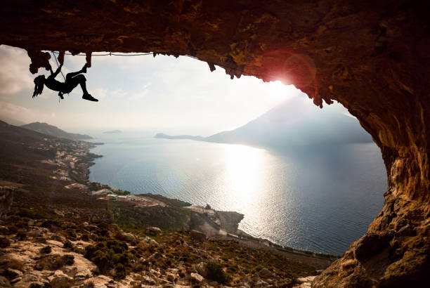 istock professional rock climbers in the proper place 1064306282