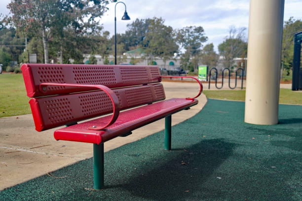 istock Black Bench seat at playground 1064306690