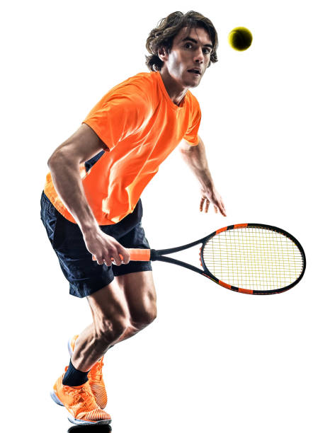 istock tennis player man silhouette isolated white background 1064307300