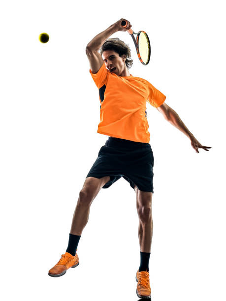 istock tennis player man silhouette isolated white background 1064307358