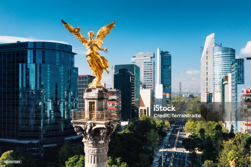 Independence Monument Mexico City Aerial view of Independence Monument Mexico City Mexico City Stock Photo