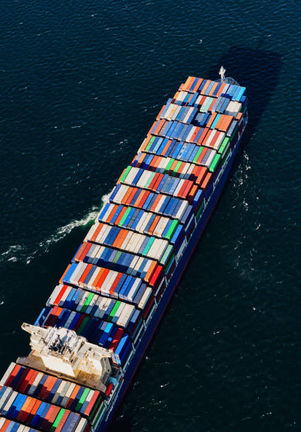 istock Aerial View of Container Ship 1064310728