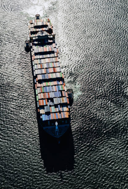 istock Aerial View of Container Ship 1064310744