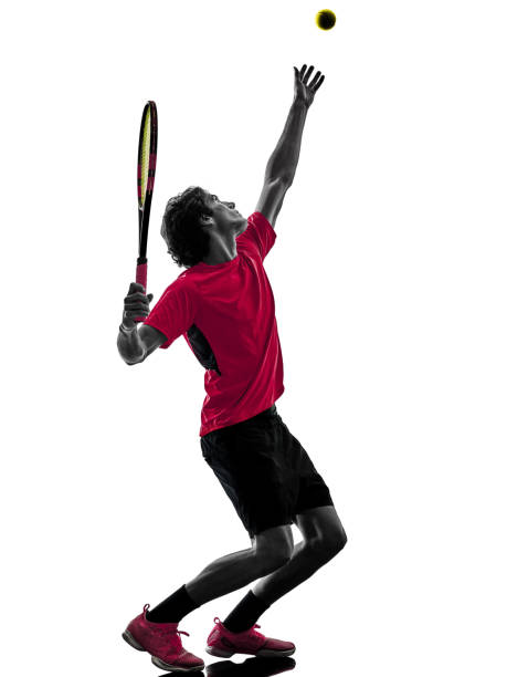 tennis player man silhouette isolated white background