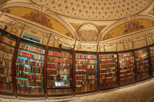 Washington DC: Inside in one room of the Library of Congress. It is the research library officially serving the US Congress and the national library of the USA.