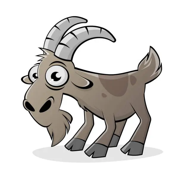 Vector illustration of funny cartoon goat isolated vector illustration