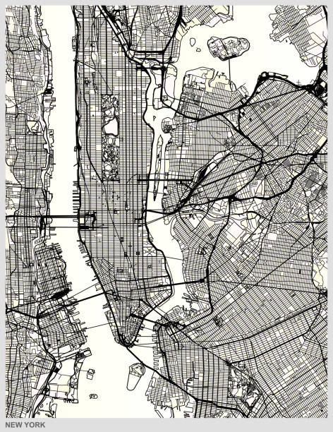 stockillustraties, clipart, cartoons en iconen met plattegrond van de kunst van de structuur van new york stad - new york city