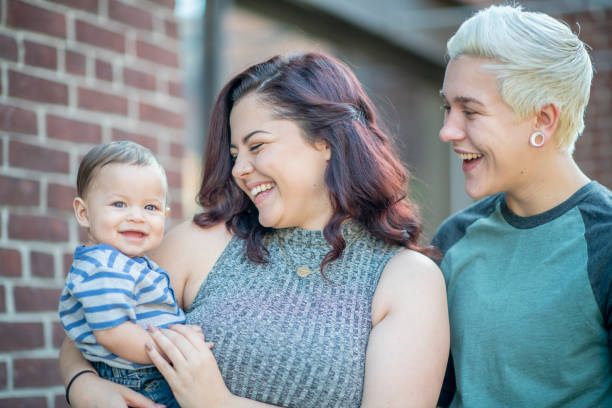 istock Same sex couple with baby 1064374998