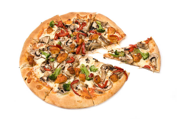 istock Pizza with chicken, mushrooms, pepper and broccoli. 106438059