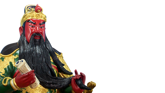 Guan Yu from Romance of a Three Kingdoms, statue isolated on background