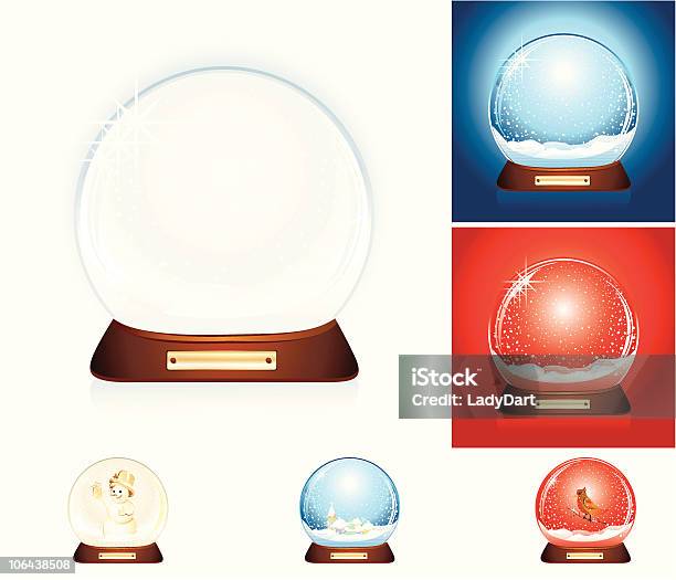 Conjunto De Seis Neve Cúpulas - Arte vetorial de stock e mais imagens de Azul - Azul, Bola de Cristal com Neve, Bolha - Estrutura Física