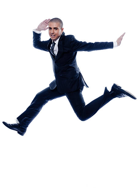 istock young Man Businessman jumping running Cheerful smile 106438661