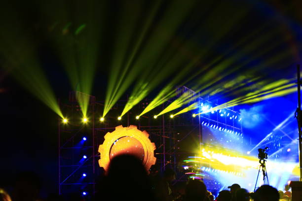 istock Stage lighting effect in the dark, close-up pictures 1064388032