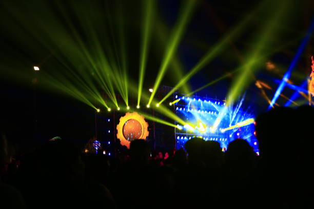istock Stage lighting effect in the dark, close-up pictures 1064390314