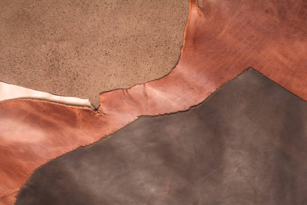 istock Texture of pieces brown leather. Natural material background 1064390352